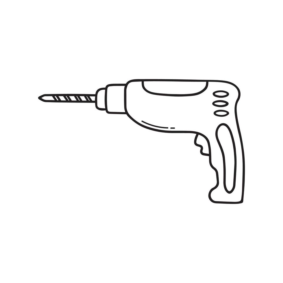 Hand drawn saw doodle. Construction tool in sketch style. Vector illustration isolated on white background.