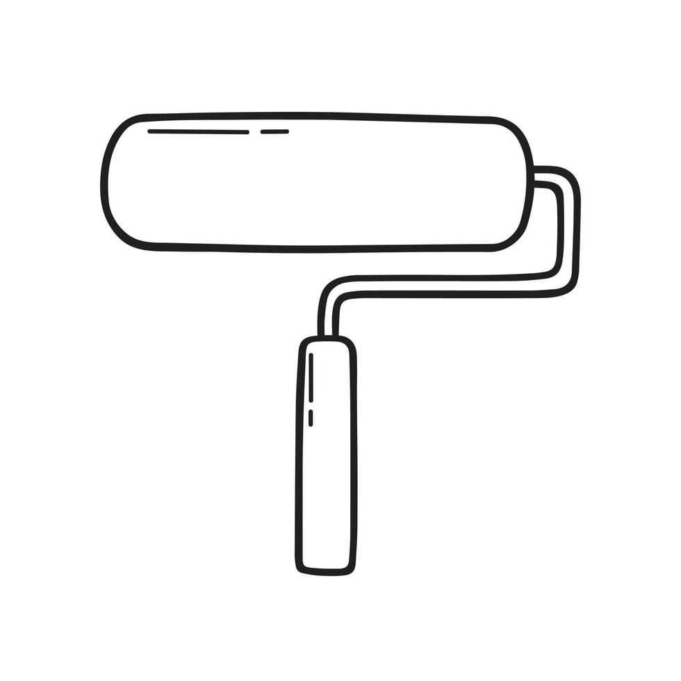 Hand drawn paint roller doodle. Construction tool in sketch style. Vector illustration isolated on white background.