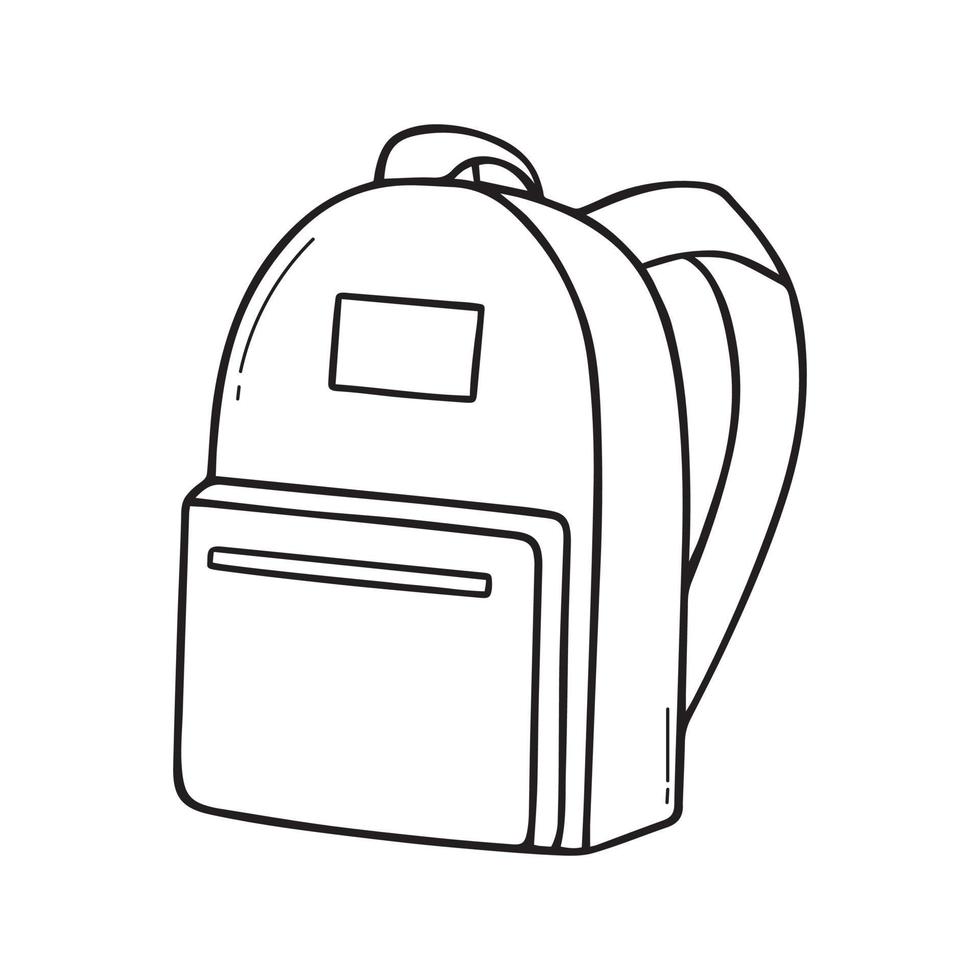garabato dibujado a mano para acampar o mochila escolar. bolsa para viajar en estilo boceto. ilustración vectorial aislado sobre fondo blanco. vector