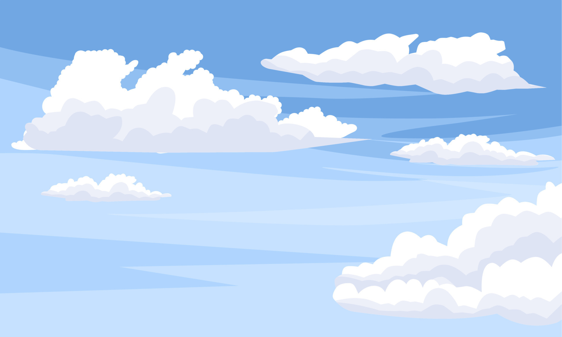 Vector illustration, blue sky with white clouds, as background or