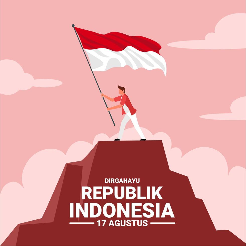 Happy Indonesian Independence Day, Dirgahayu Republik Indonesia, meaning Long live Indonesia, Vector illustration.