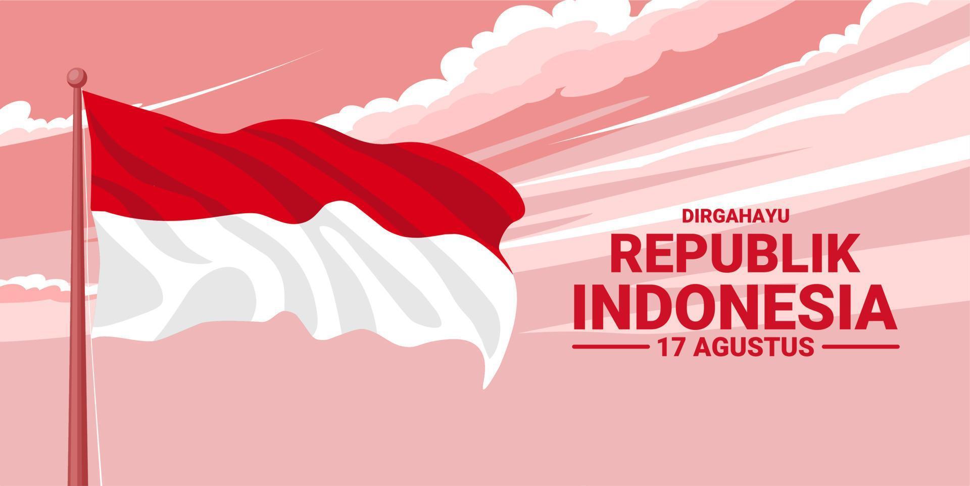 Happy Indonesian Independence Day, Dirgahayu Republik Indonesia, meaning Long live Indonesia, Vector illustration.