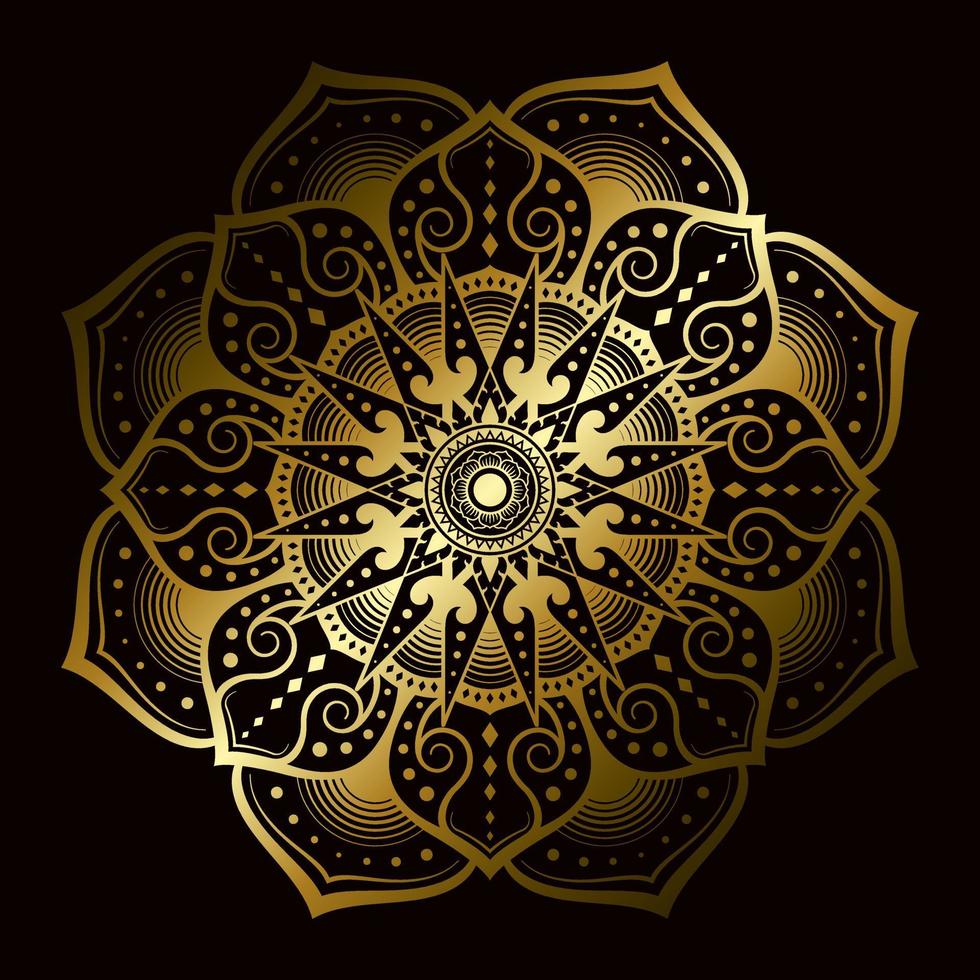Mandala Pattern Applied Thai Art Style With Golden Gradient vector