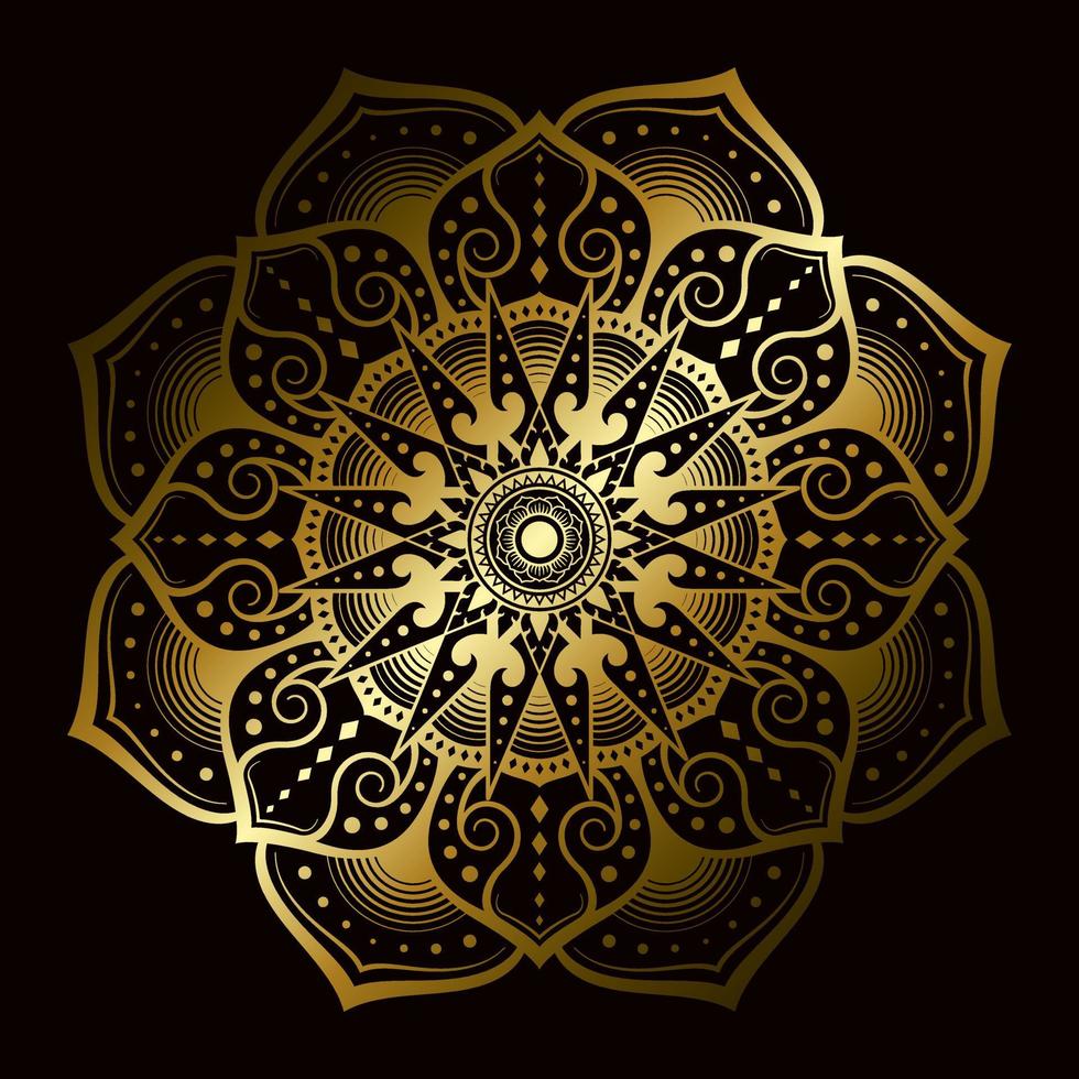 Mandala Pattern Applied Thai Art Style With Golden Gradient vector