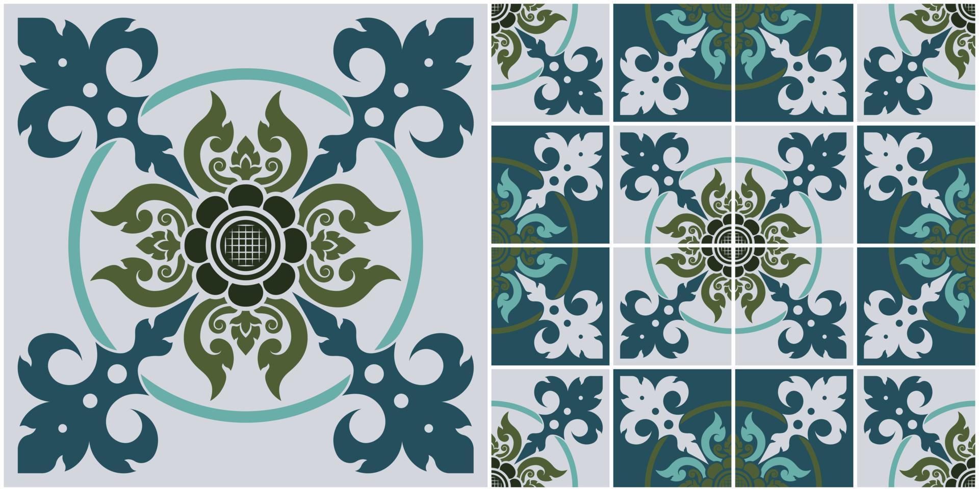 Seamless Thai applied art patterns. Tile style for modern wall and floor decoration. vector