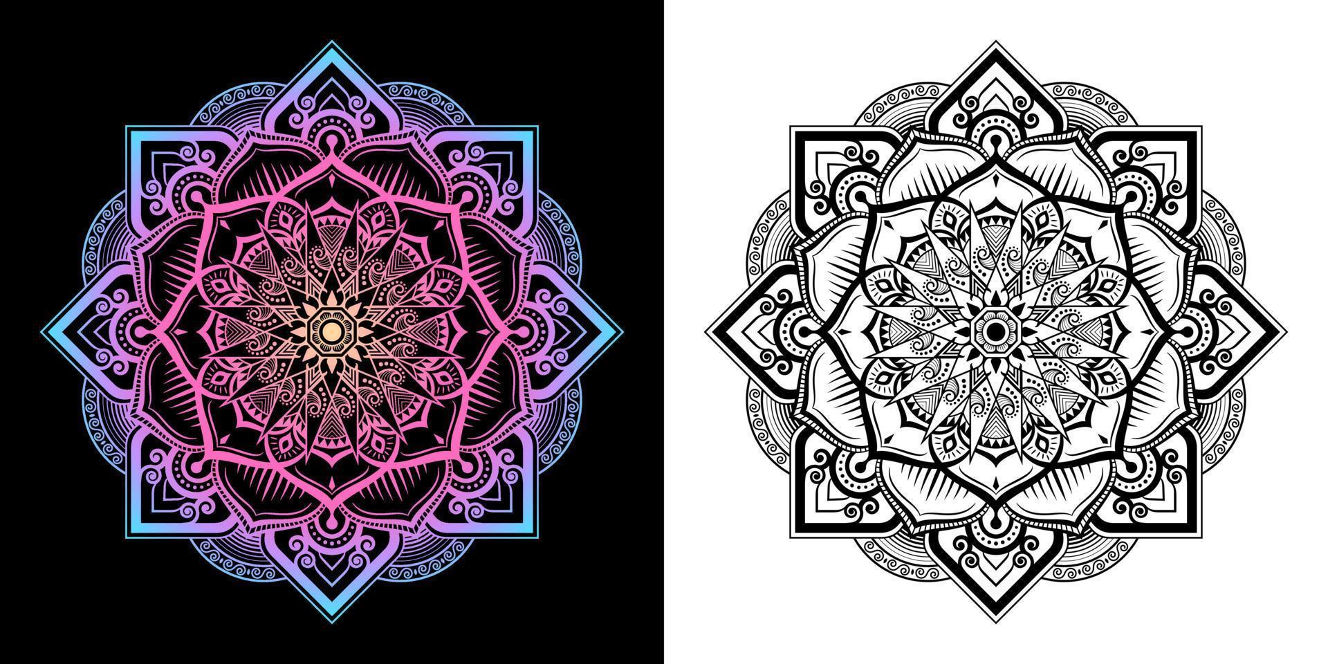 Mandala pattern in 2 type of modern Thai style vector