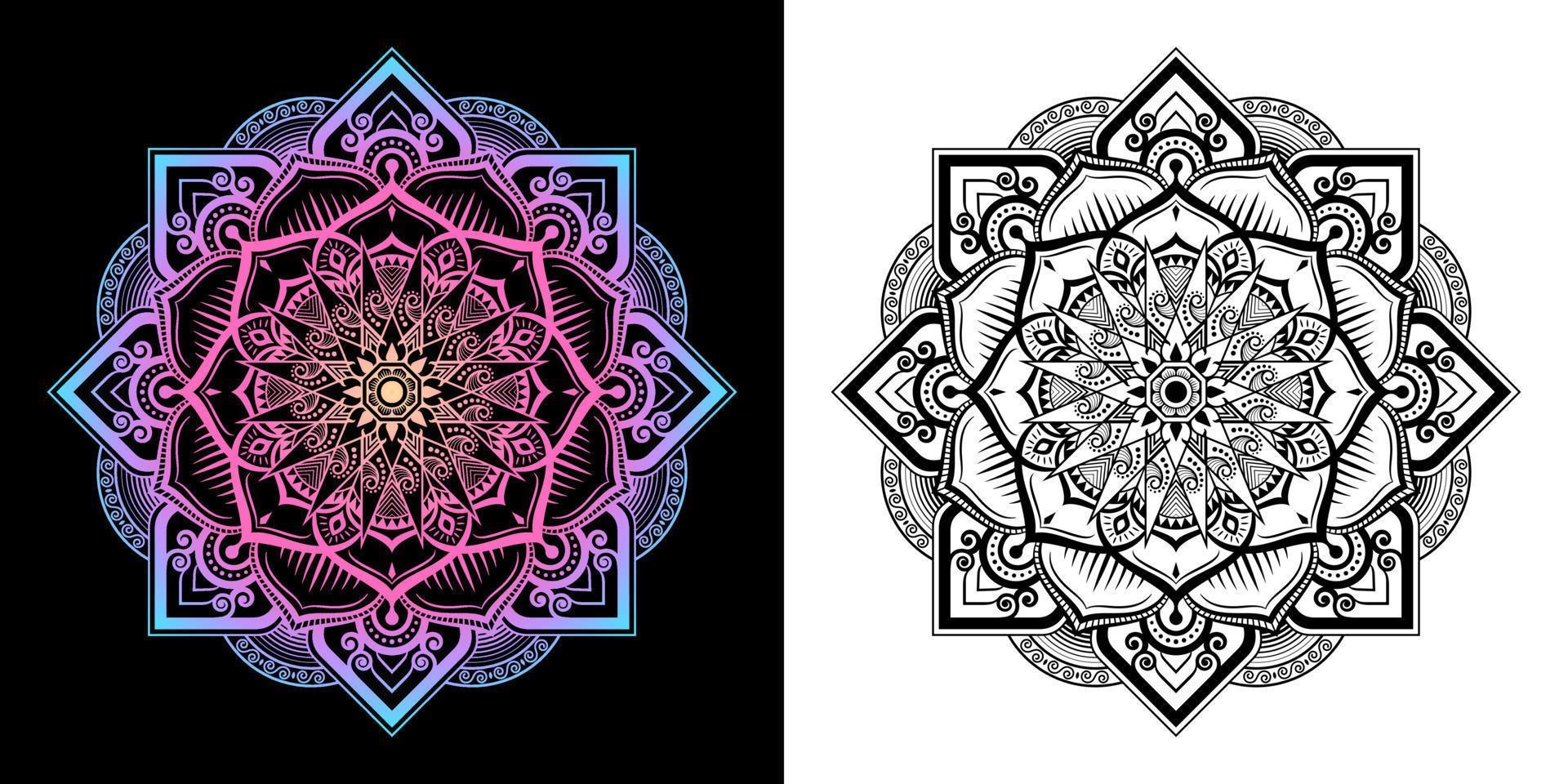 patrón de mandala en 2 tipos de estilo tailandés moderno vector