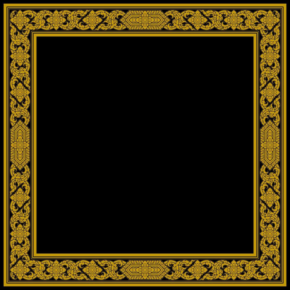 marco de patrón de arte tailandés dorado forma cuadrada vector