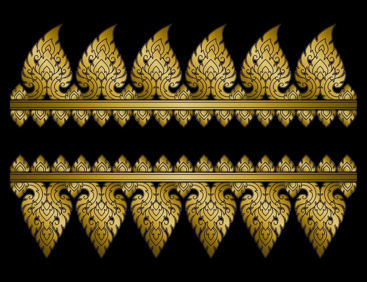 Thai Art Template Pattern Golden Color vector