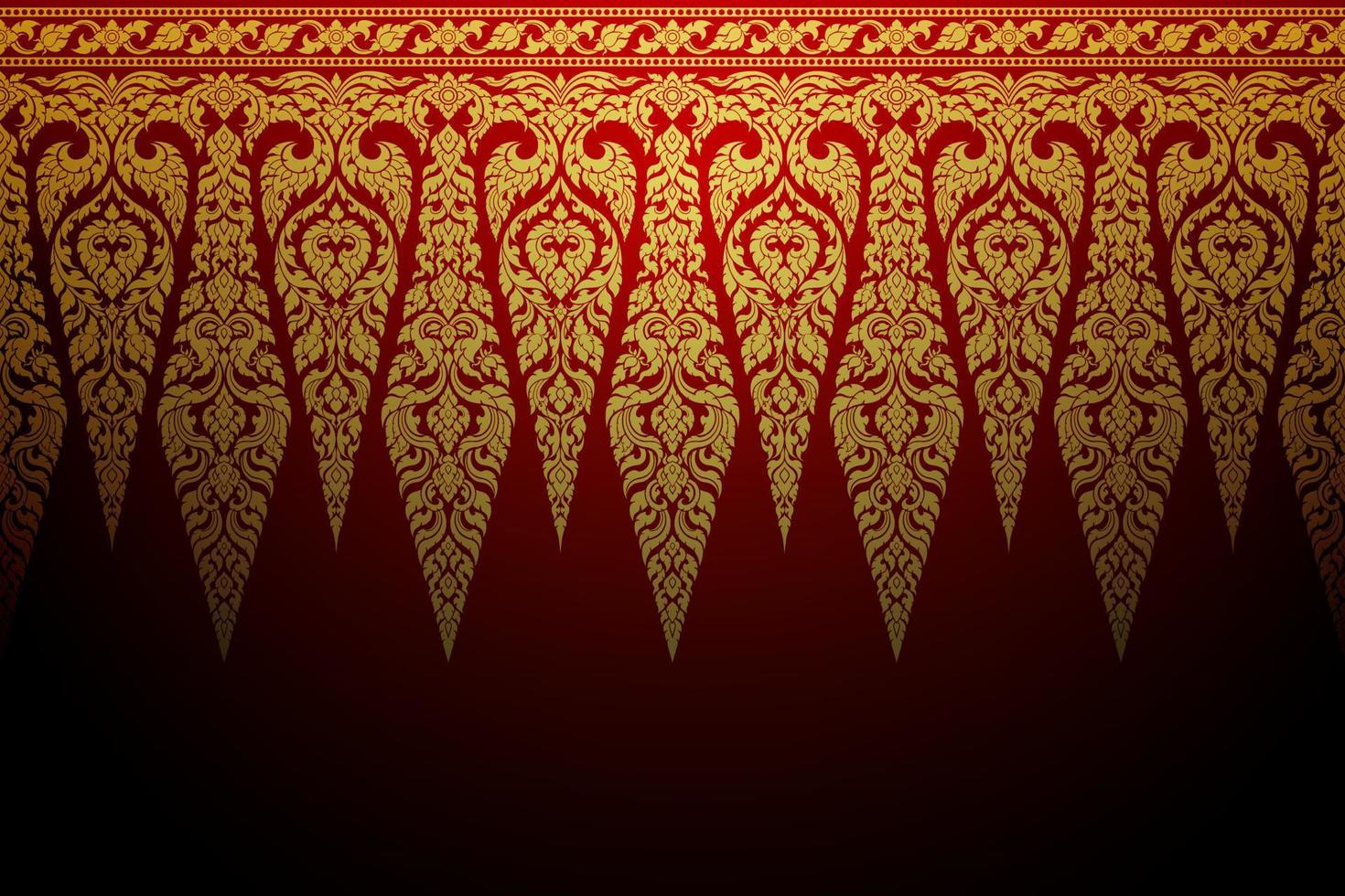 patrón fondo tailandés arte plantilla oro rojo vector