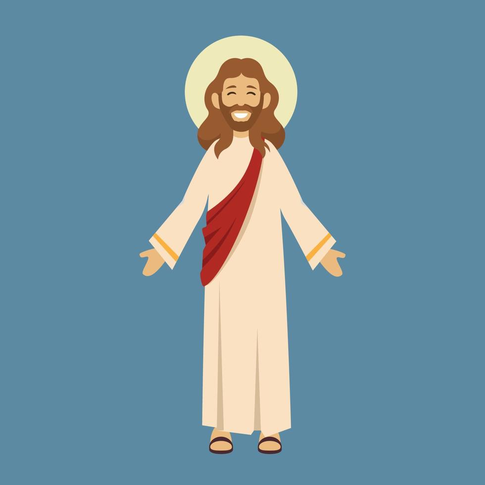 Illustration of Jesus Christ greeting you with open arms. flat illustration vector