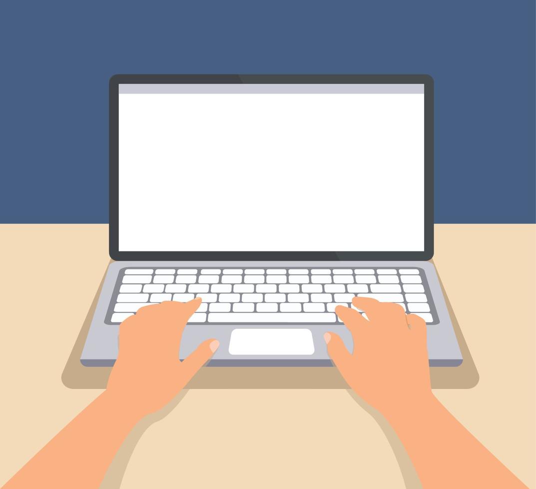 Cartoon character, Businessman hand on computer laptop vector