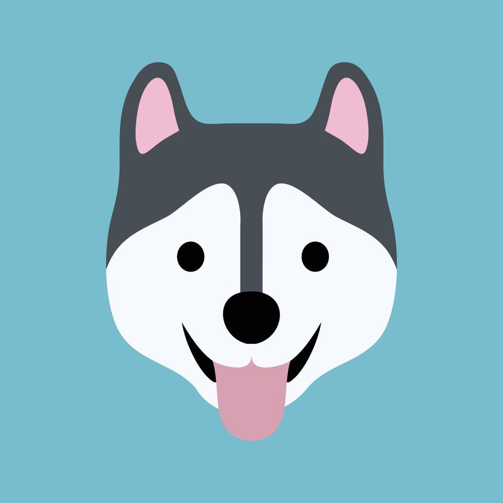 Cute siberian husky dog face icon, vector illustration