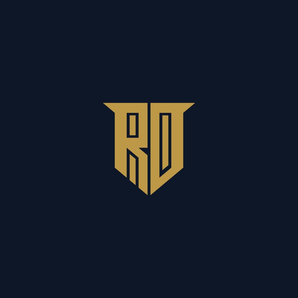 abstract initial letter R and D logo in gold color isolated in dark blue background applied for law firm logo also suitable for the brands or companies that have initial name RD or DR vector