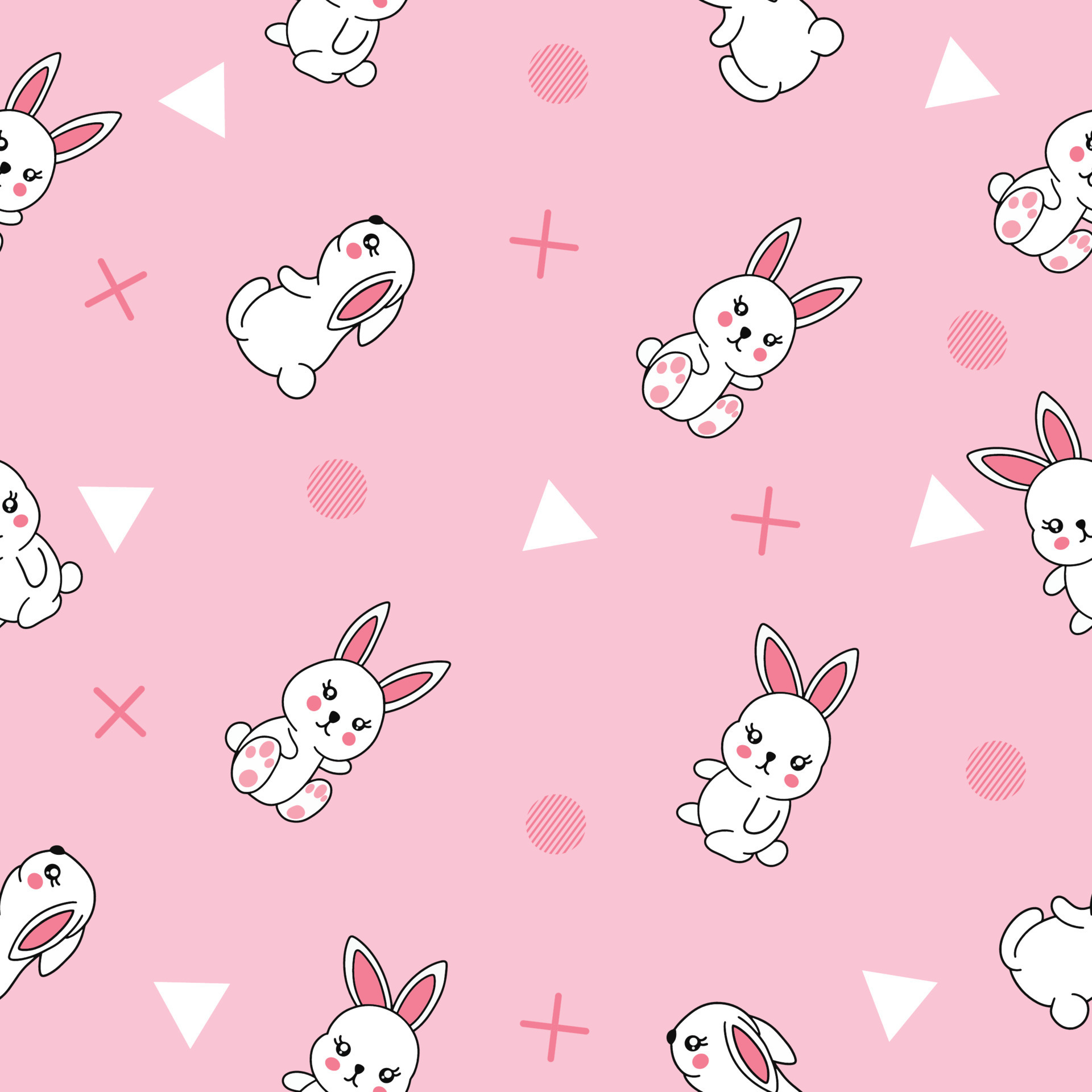 cute many white rabbit animal seamless pattern pink object wallpaper