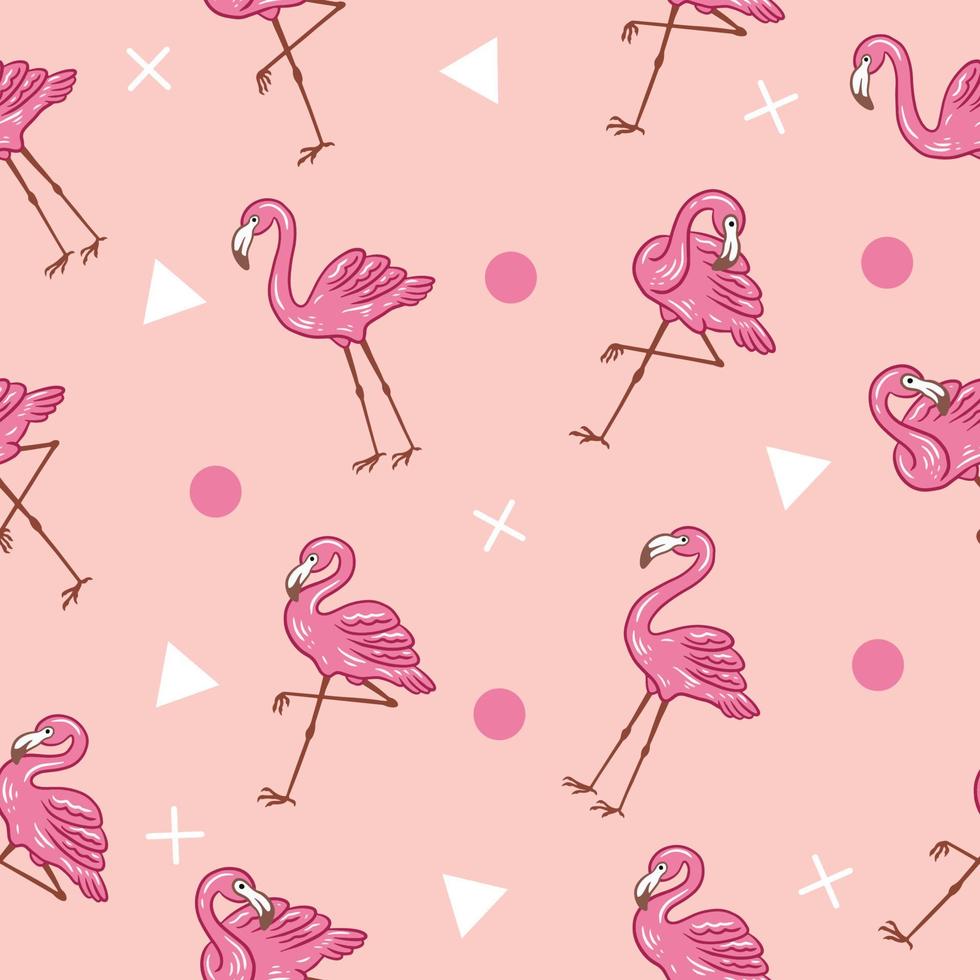 Fondo de pantalla de objeto blanco de patrones sin fisuras animal cigüeña rosa claro lindo con diseño rosa claro. vector