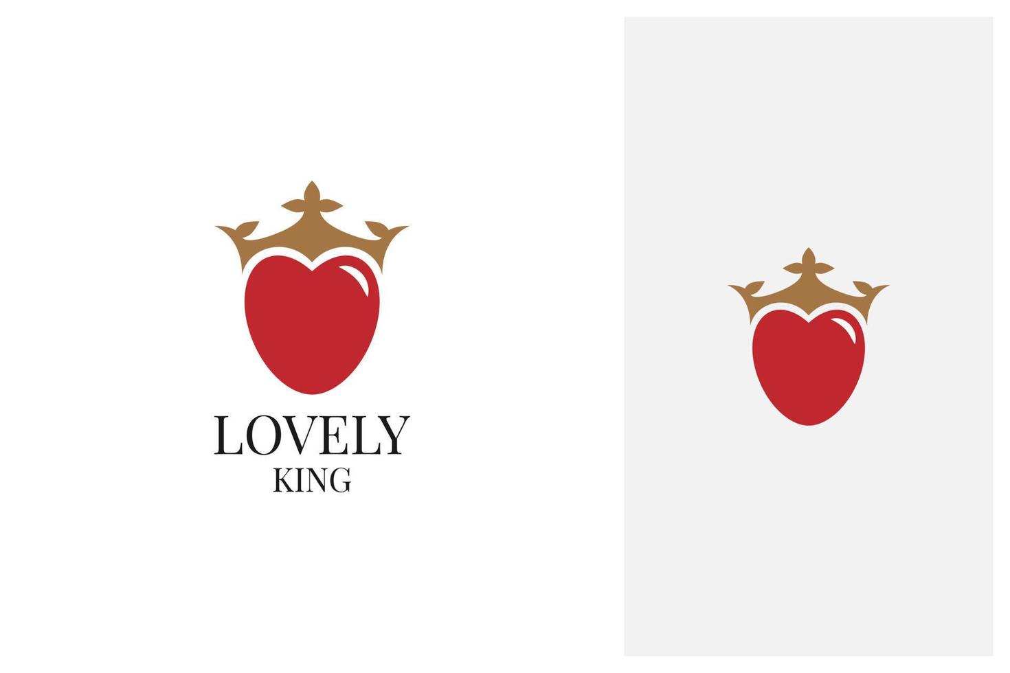 diseño del logo del rey del corazón y la corona vector