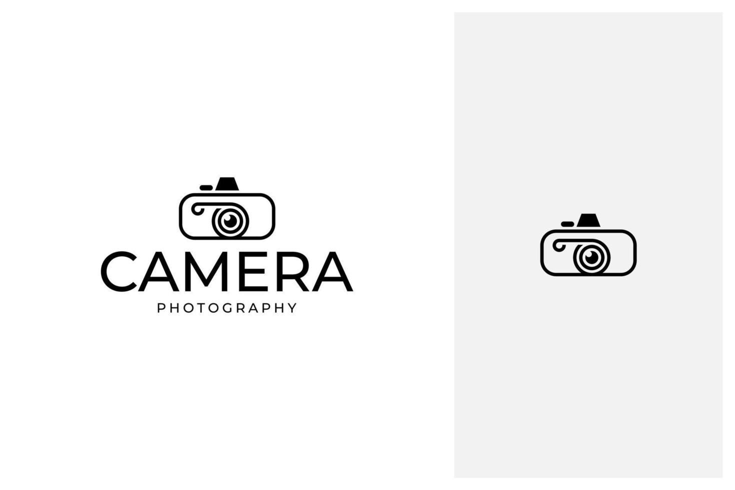 camera vector logo design illustration in line art style