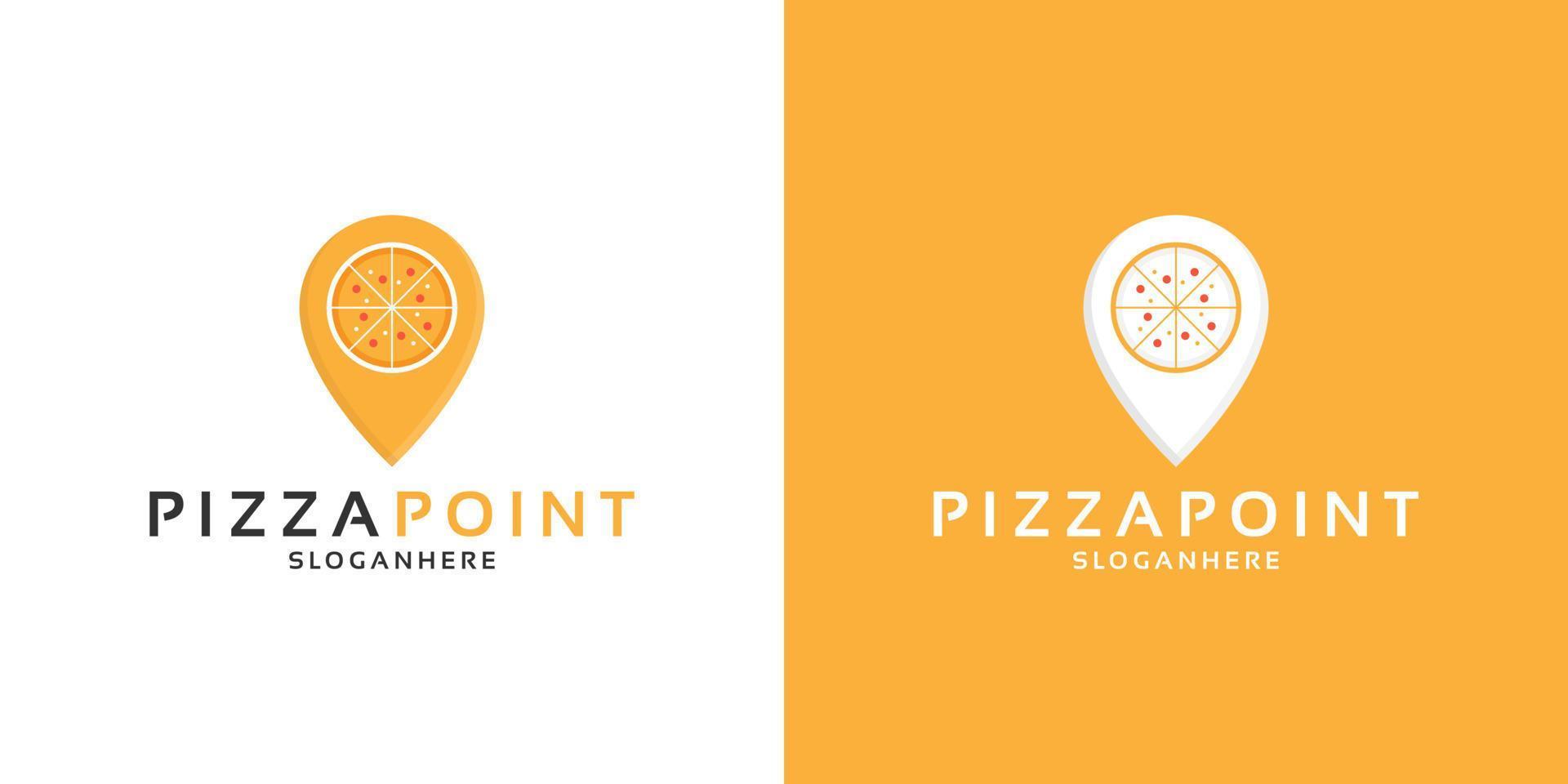 pizza and pin, pizza point logo design vector