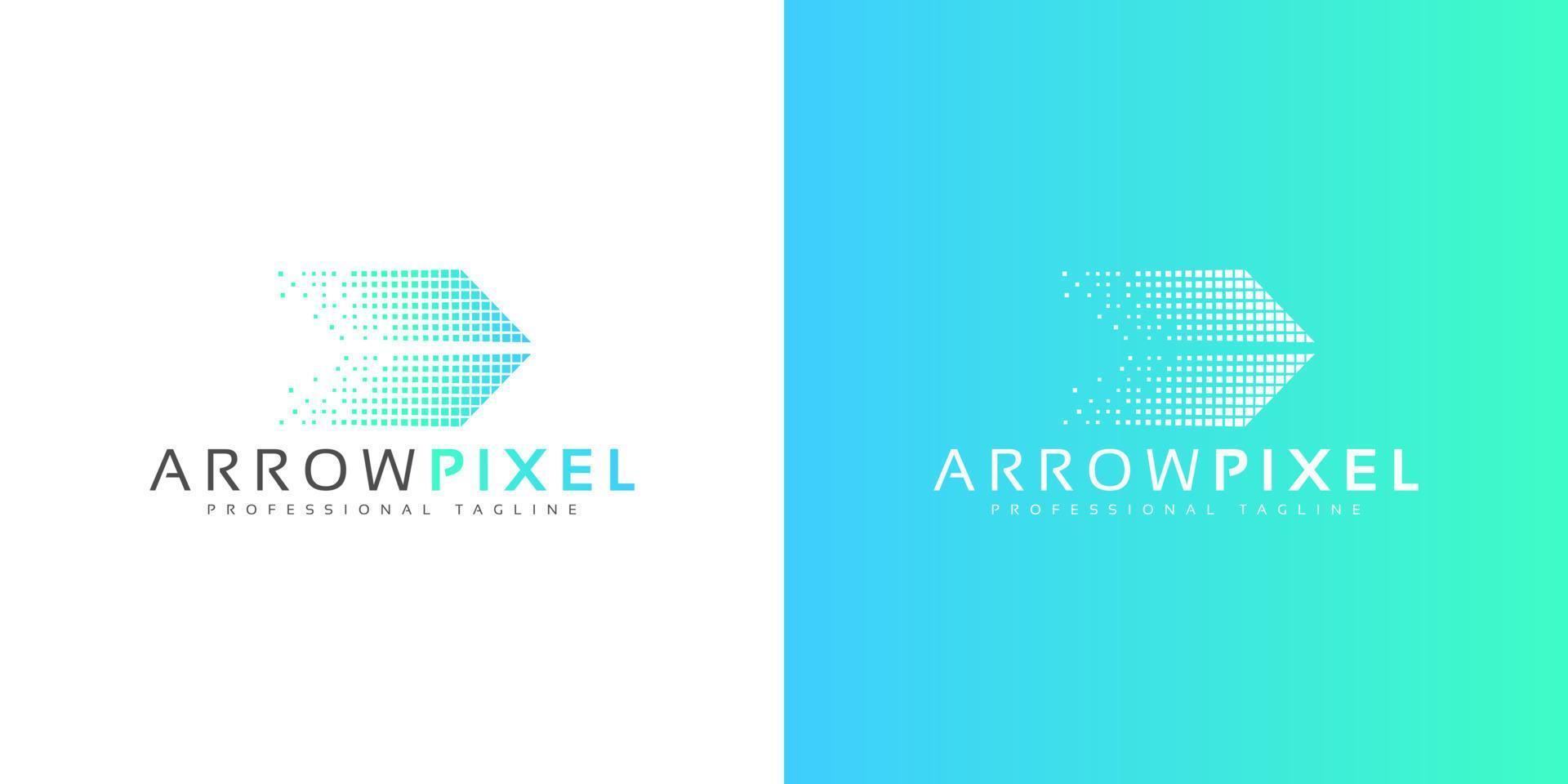 modern futuristic tech technology arrow pixel logo design vector