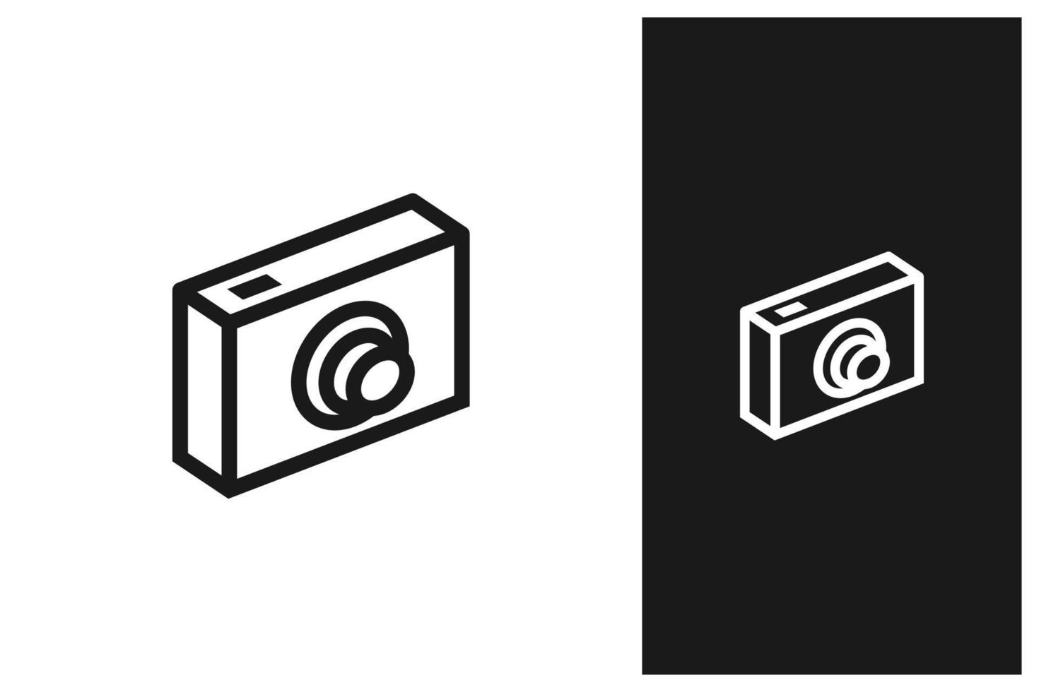 ilustración de diseño de logotipo de vector de cámara isométrica en estilo de arte de línea