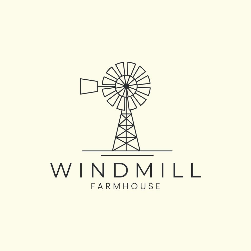 windmill with linear style logo icon template design. bakery, electric ,farm, wheat,rice vector illustration