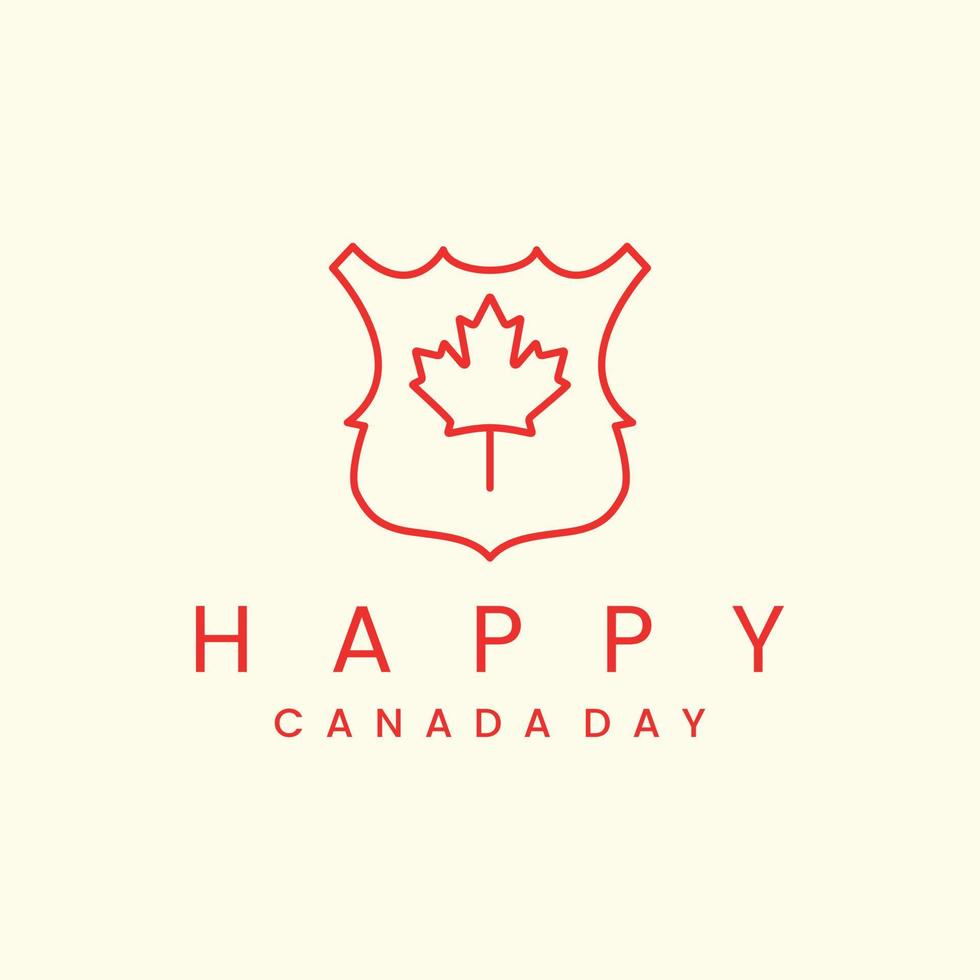 feliz día de canadá con ilustración de vector de diseño de plantilla de icono de logotipo de estilo lineal