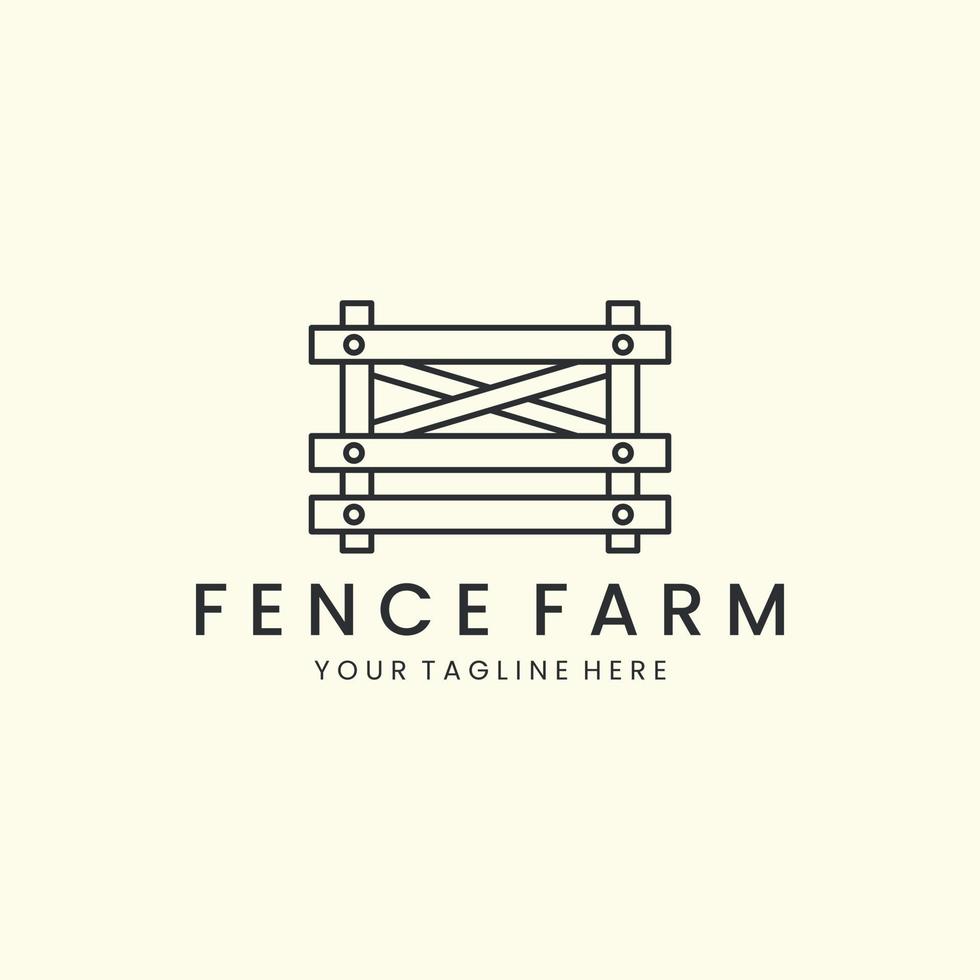 fence farm with line art style logo icon template design vector illustration