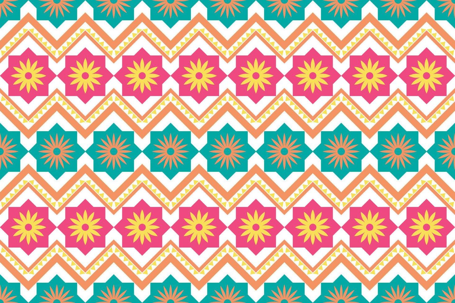 Colorful geometric ethnic seamless pattern design for wallpaper, background, fabric, curtain, carpet, clothing, and wrapping vector illustration.