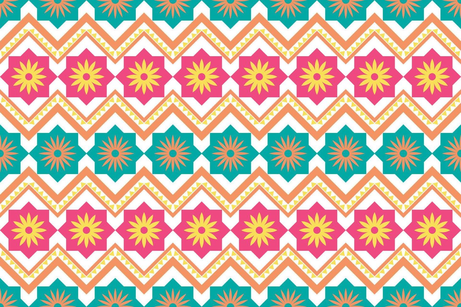 Colorful geometric ethnic seamless pattern design for wallpaper, background, fabric, curtain, carpet, clothing, and wrapping vector illustration.