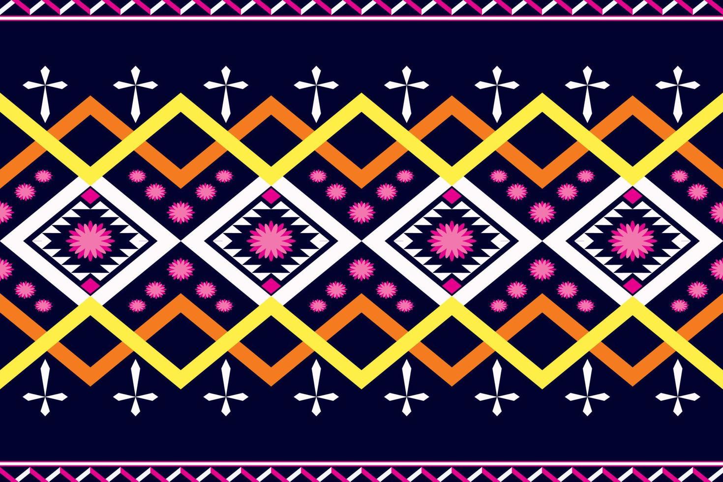 Colorful geometric ethnic seamless pattern design for wallpaper, background, fabric, curtain, carpet, clothing, and wrapping vector illustration.