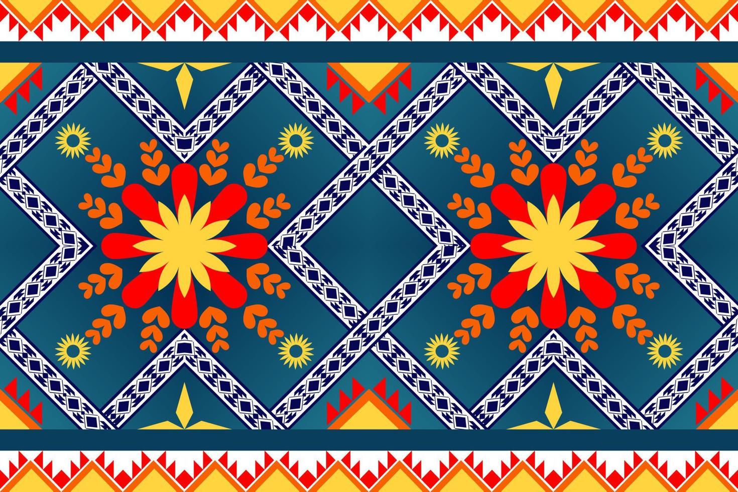 Colorful geometric ethnic seamless pattern design for wallpaper, background, fabric, curtain, carpet, clothing, and wrapping vector illustration.