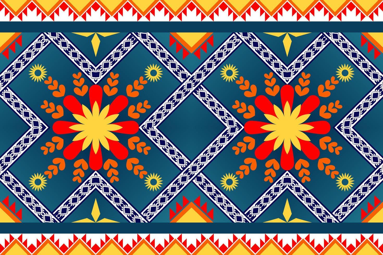 Colorful geometric ethnic seamless pattern design for wallpaper, background, fabric, curtain, carpet, clothing, and wrapping vector illustration.