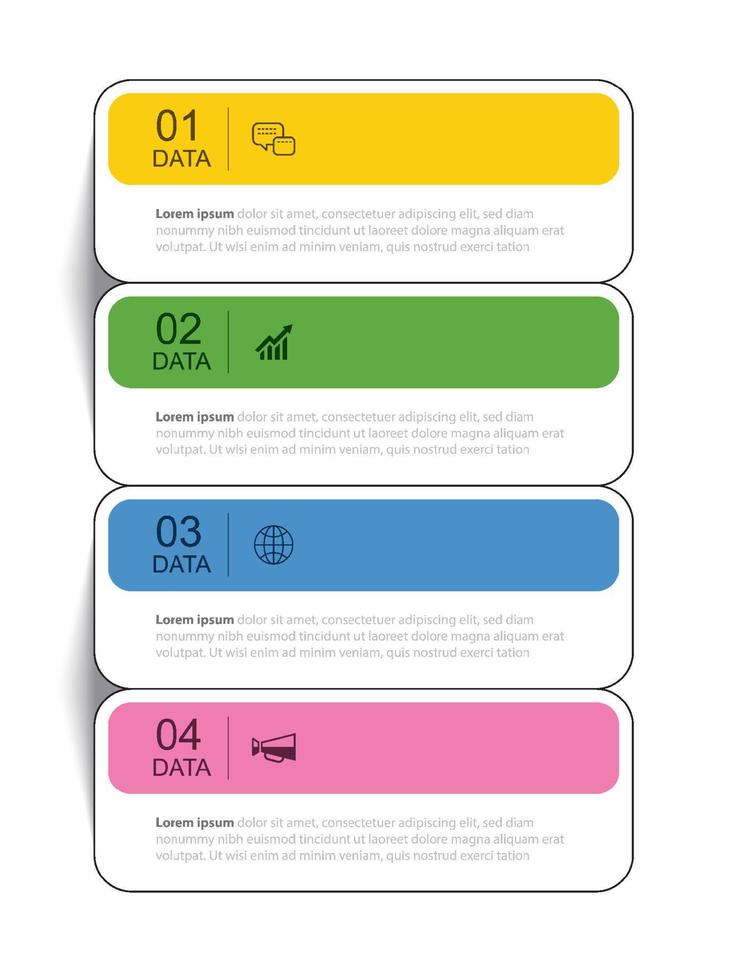 4 data infographics tab thin line index template. Vector illustration abstract square infographic background.