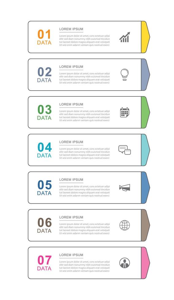 7 data infographics tab thin line index template. Vector illustration abstract square infographic background.