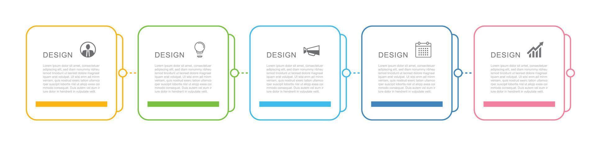 5 data infographics square tab thin line index template. Vector illustration abstract background.
