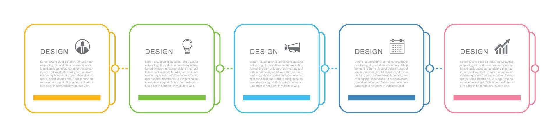 5 data infographics square tab thin line index template. Vector illustration abstract background.