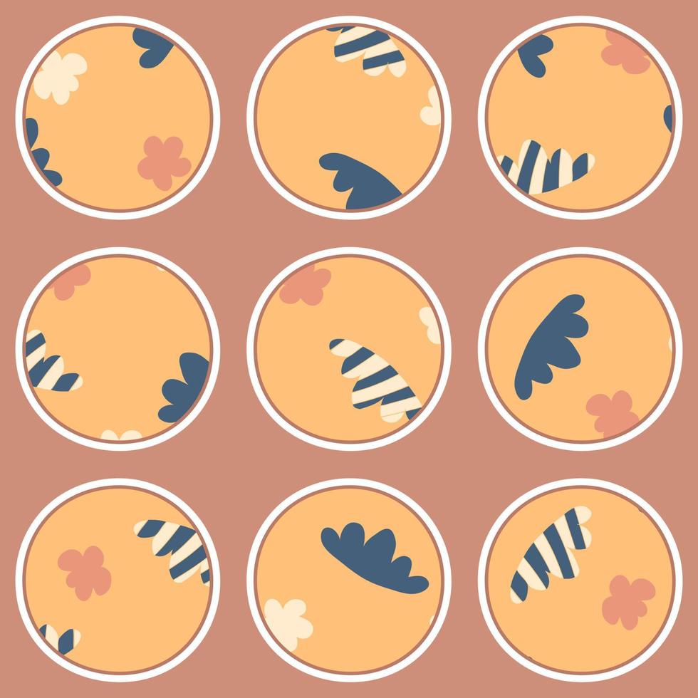 iconos destacados de la historia con nubes abstractas y flores. perfecto para blog social, pegatinas e impresión. vector