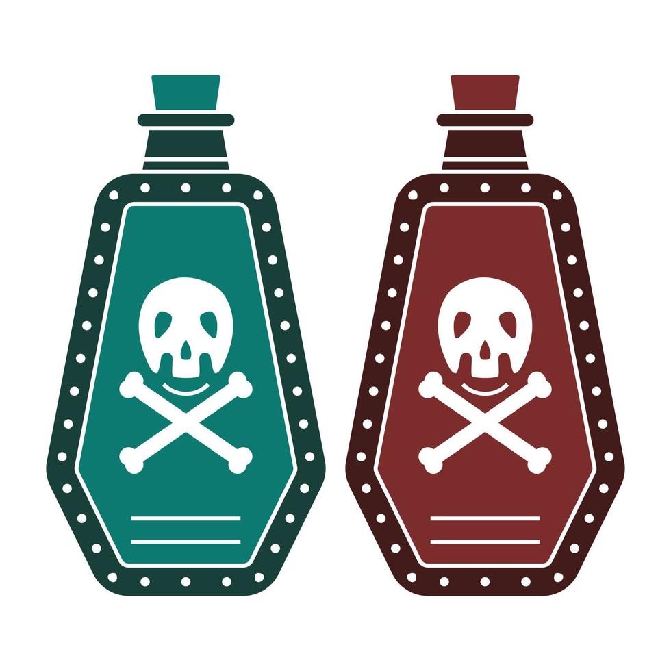 Flat color icon poison bottle or poisonous chemicals with crossbones for apps or websites vector