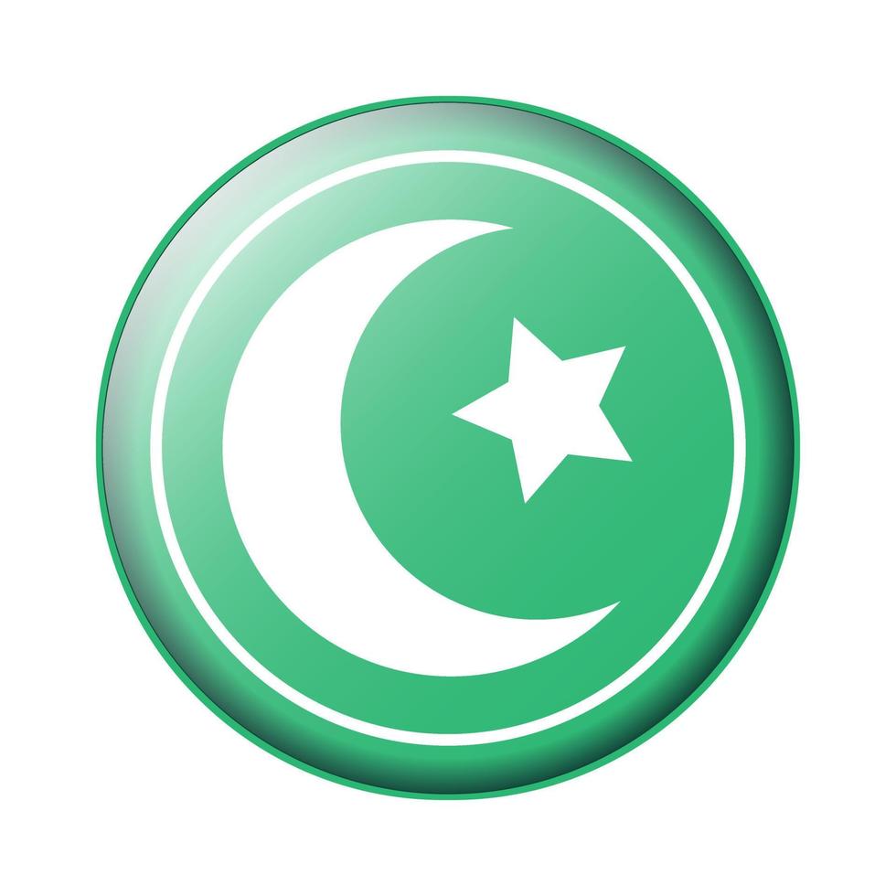 Symbol of Islam a crescent moon and star on a round background flat color for apps and websites vector