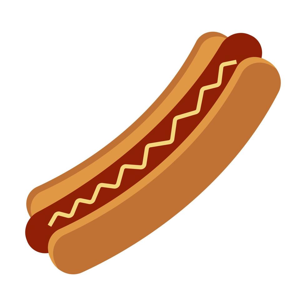 Hotdog bread or hot dog flat color icon for apps and websites vector