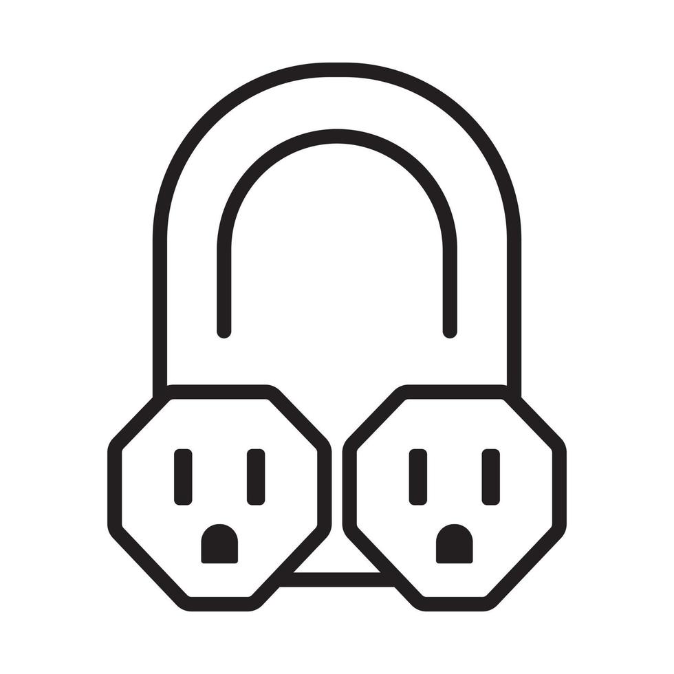 Nema 5-15 connector power outlet line art icon for apps or websites vector