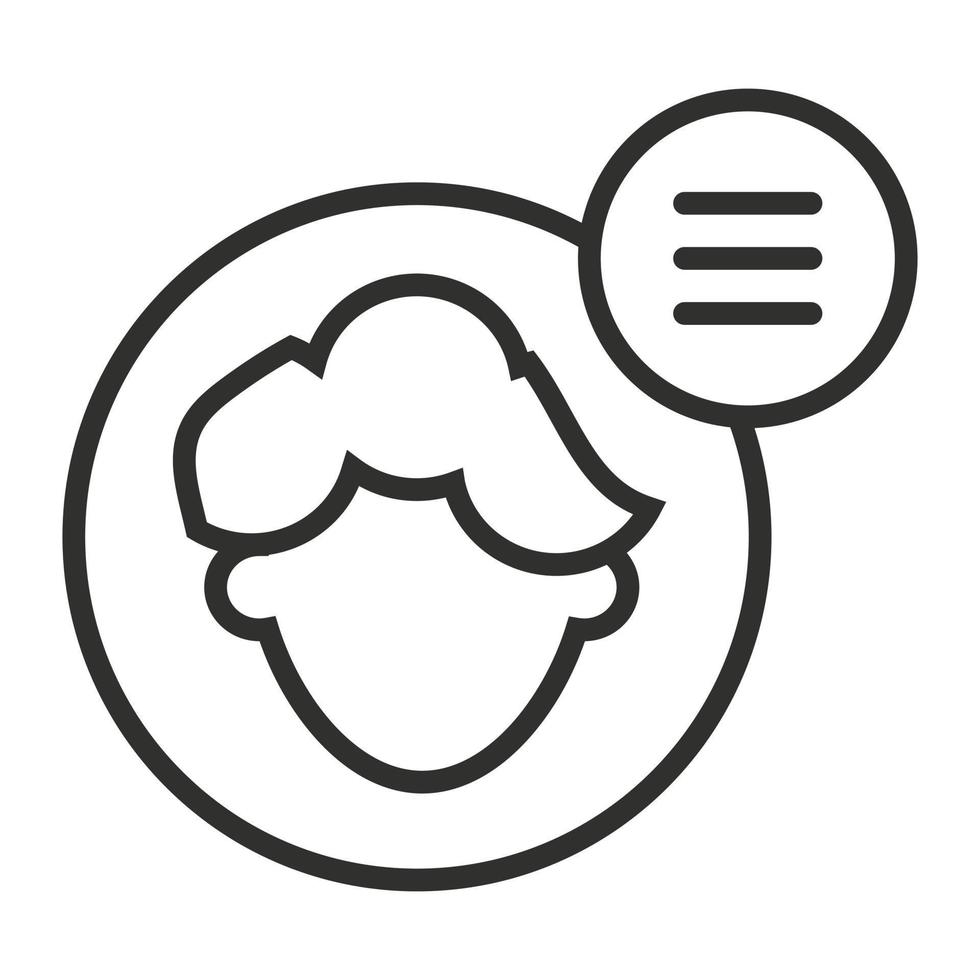 Rounded male user profile or account menu line art icon for apps and websites vector