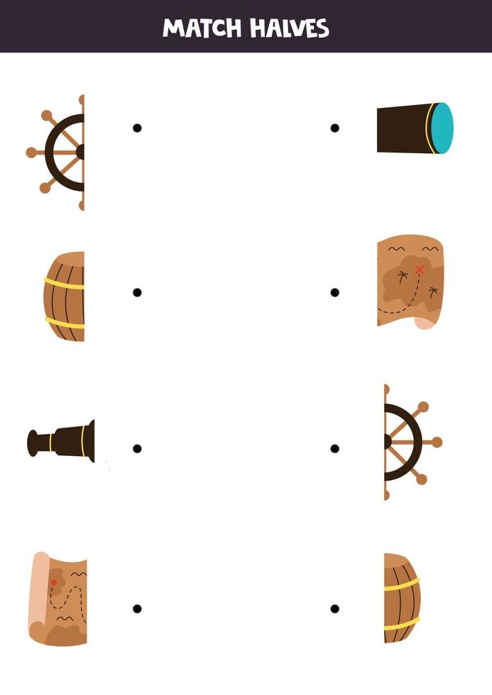 Match parts of pirate elements. Logical game for children. vector