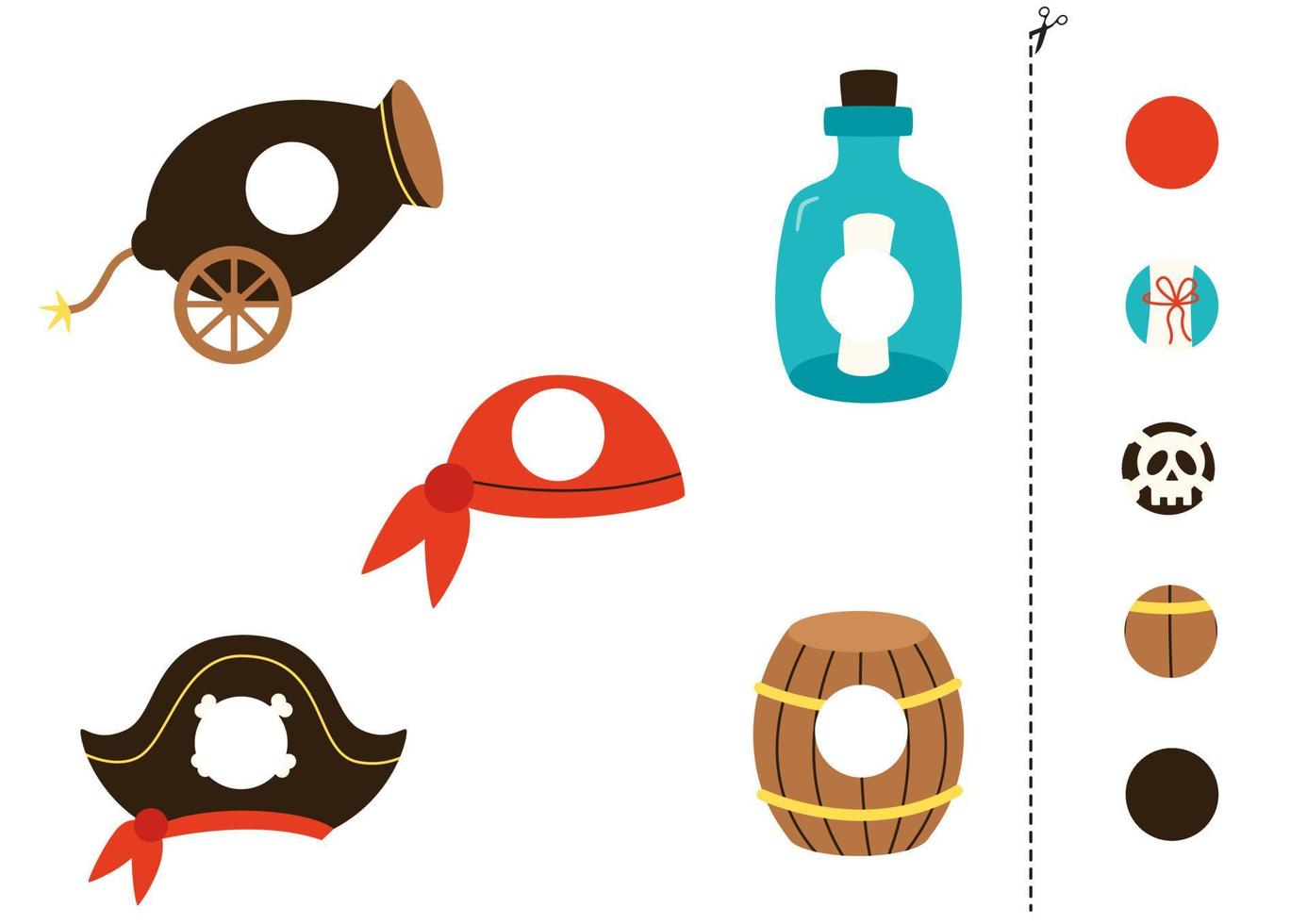 Cut and glue parts of cute pirate elements. vector