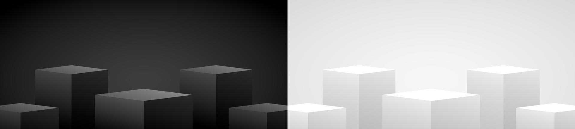 cool minimal design black and white geometric podium display background 3d illustration vector