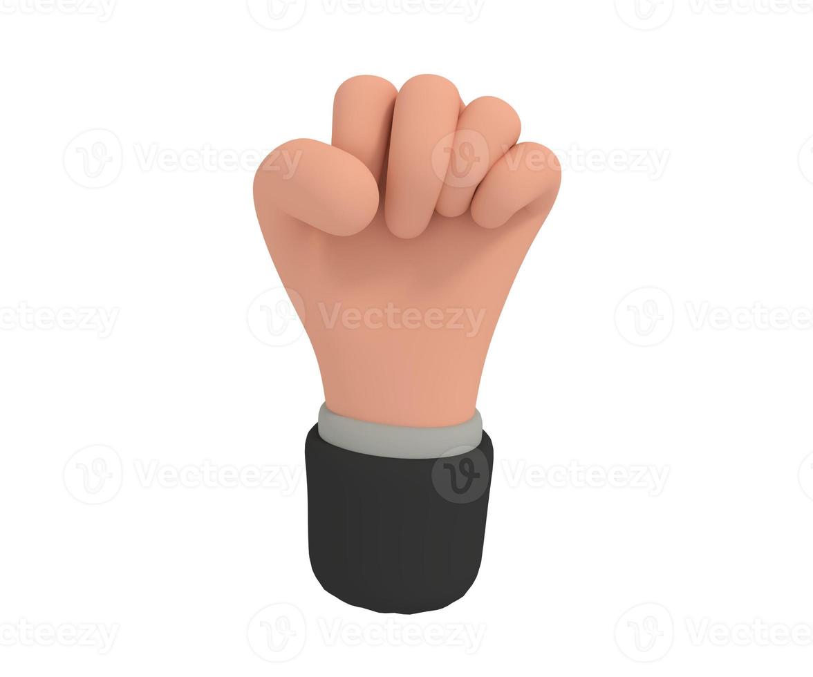 3d illustration of cartoon hand make Punch Hand Gesture photo