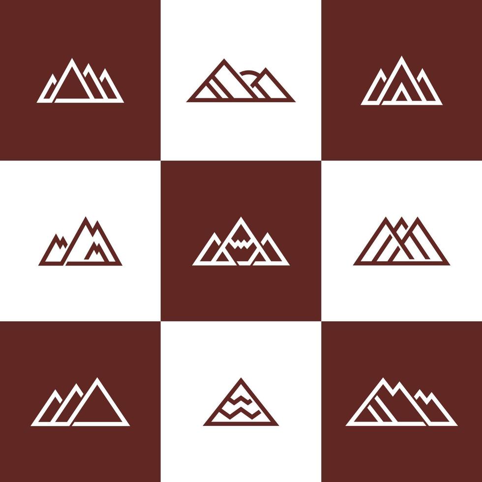 Mountain monogram logo collection with line vector