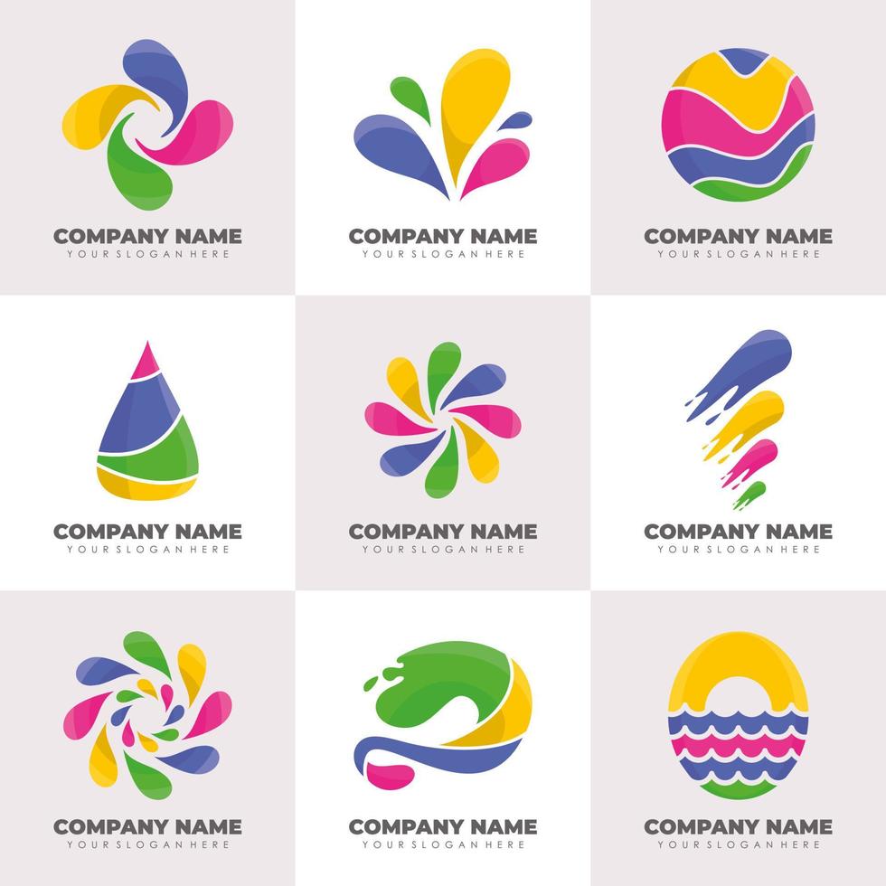 colección de logotipos modernos de gotas de agua con curva circular vector