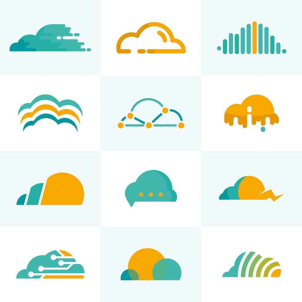 colección de logotipos modernos de tecnología en la nube vector